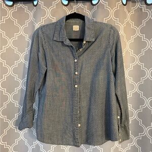 J. Crew Casual Blue Button-Up Chambray Shirt
